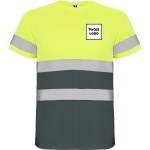 Koszulka robocza odblaskowa 100% poliester 130 g HIGH VIS z nadrukiem DTF Żółty/ Grafitowy Fluorescencyjny (1)