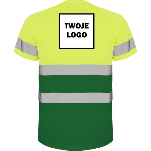 Koszulka robocza odblaskowa 100% poliester 130 g HIGH VIS z nadrukiem DTF Żółty/Zielony Fluorescencyjny  2