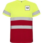 Koszulka robocza odblaskowa 100% poliester 130 g HIGH VIS z nadrukiem DTF Żółty/Czerwony Fluorescencyjny  (1)