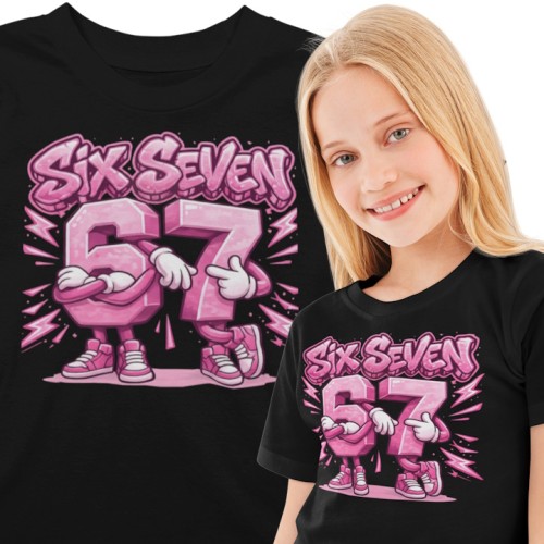 Modna koszulka dziecięca z grafiką 67 Six Seven – bawełniany t-shirt dla dzieci 1