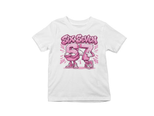 Koszulka dziecięca 67 Six Seven z nadrukiem – bawełniany t-shirt Steal a Brainrot 2
