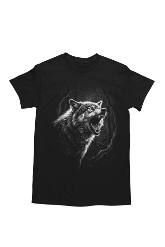 Koszulka męska wilk wolf czarna koszulka z wilkiem drapieżnik las 2