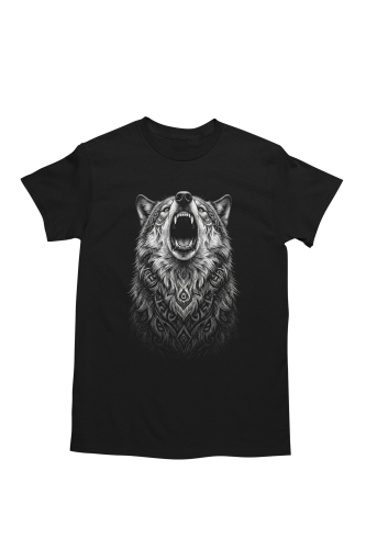 Koszulka męska wilk wolf czarna koszulka z wilkiem drapieżnik styl 2