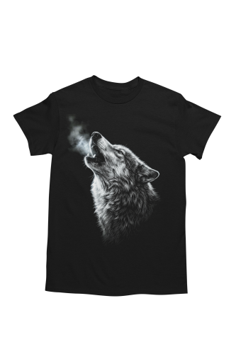 Koszulka męska wilk wyjący wolf czarna koszulka z wilkiem natura las 2