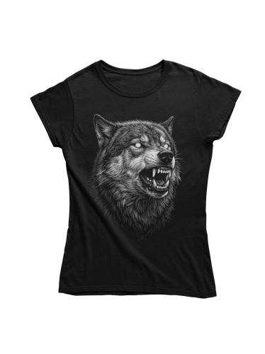 Koszulka damska wilk wilczyca drapieżnik wolf czarna z wilkiem 2