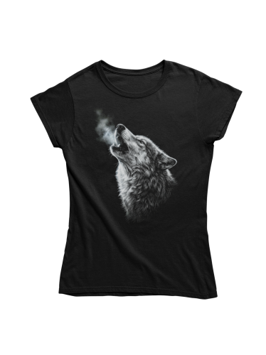 Koszulka damska wilk wycie wilka wolf czarna koszulka z wilkiem natura 2