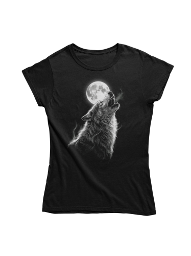 Koszulka damska wilk księżyc wilczyca wolf czarna koszulka z wilkiem 2