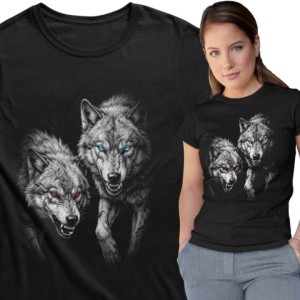 Koszulka damska wilk wilczyca wolf czarna koszulka z wilkami