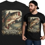 Męska koszulka wędkarska na ryby Urodzony by łowić prezent