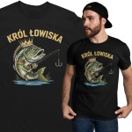 Męska koszulka wędkarska na ryby Król Łowiska prezent dla wędkarza