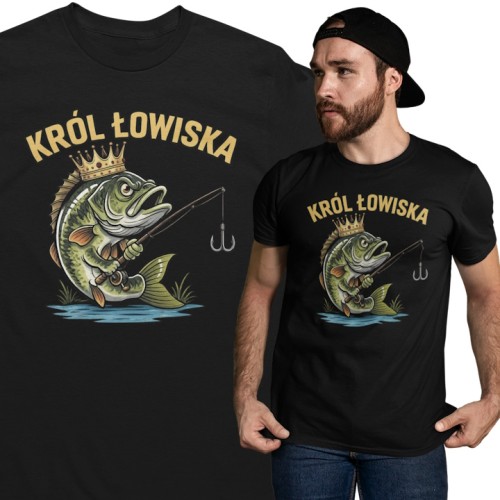 Męska koszulka wędkarska na ryby Król Łowiska prezent dla wędkarza 1