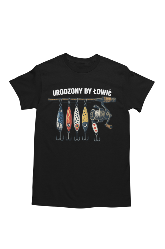 Męska koszulka wędkarska na ryby Urodzony by łowić prezent dla wędkarza 2