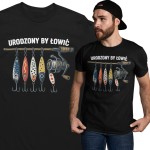 Męska koszulka wędkarska na ryby Urodzony by łowić prezent dla wędkarza