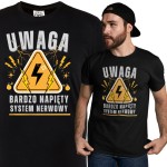 Koszulka męska z napisem „Napięty System Nerwowy” – śmieszna koszulka na prezent dla faceta