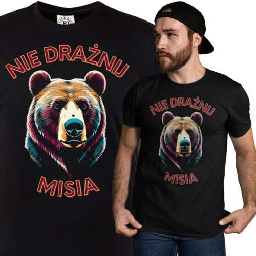 Koszulka męska „Nie drażnij misia” – śmieszna koszulka z nadrukiem, prezent dla faceta 1
