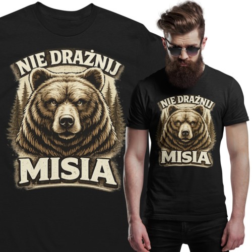 Koszulka męska „Nie Drażnij Misia” – śmieszna koszulka na prezent dla faceta