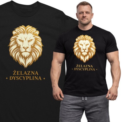 Koszulka męska treningowa „Żelazna Dyscyplina” – motywacyjna koszulka na siłownię dla trenujących 