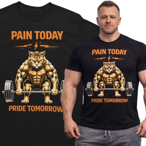 Koszulka męska treningowa „Pain Today Pride Tomorrow” – motywacyjna koszulka na siłownię dla trenujących