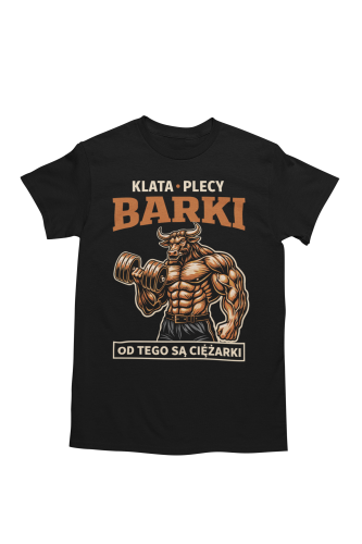 Koszulka męska na siłownię „Klata Plecy Barki” – śmieszna koszulka gym, prezent dla niego 2