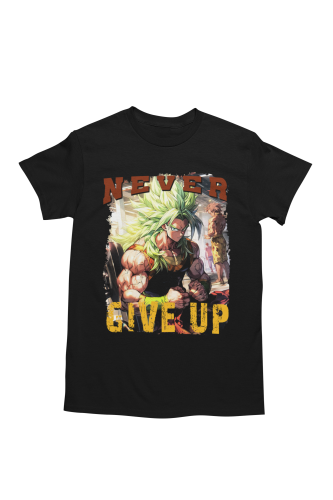 Koszulka męska Dragon Ball Z Broly „Never Give Up” – koszulka anime manga na siłownię gym 2