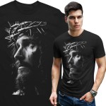 Koszulka męska Jezus Chrystus – czarna koszulka religijna chrześcijańska z wizerunkiem Jezusa