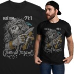 Koszulka męska religijna Jezus z Nazaretu Psalm 91:1 – chrześcijańska koszulka z Jezusem