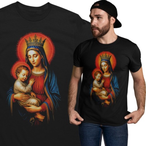 Koszulka religijna Matka Boska z Dzieciątkiem Jezus – chrześcijańska koszulka Maryja 1