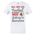 KOSZULKA DZIECIĘCA REAL MEN LOVE FOOTBALL AWESOME MEN ADDICTED TO BARCELONA