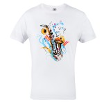  MĘSKA KOSZULKA MUZYCZNA MUZYKA SAKSOFON SAXOPHONE NUTY