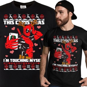 KOSZULKA ŚWIĄTECZNA NA ŚWIĘTA MARVEL DEADPOOL THIS CHRISTMAS I'M TOUCHING MYSELF