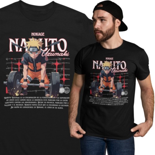 Męska koszulka Naruto Uzumaki Hokage Anime Manga Siłownia Gym Power 