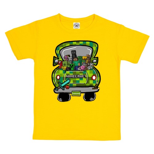 DZIECIĘCA KOSZULKA GRA MINECRAFT SAMOCHÓD ŻÓŁTA MIN03