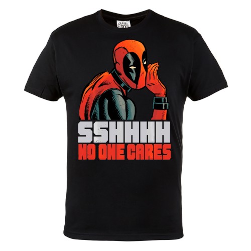 KOSZULKA MĘSKA FILMOWA MARVEL DLA FANA DEADPOOL SHH NO ONE CARES 