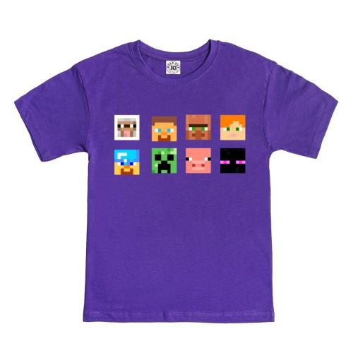 DZIECIĘCA KOSZULKA GRA MINECRAFT BUŹKI FIOLETOWA MIN07 1