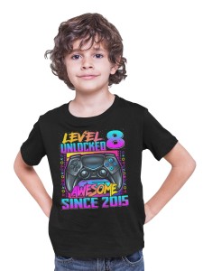  DZIECIĘCA KOSZULKA NA 8 URODZINY LEVEL 8 UNLOCKED 2015