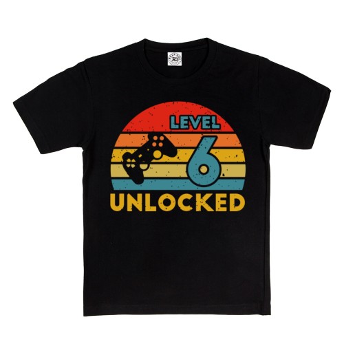DZIECIĘCA KOSZULKA NA 6 URODZINY DLA GRACZA LEVEL UNLOCKED