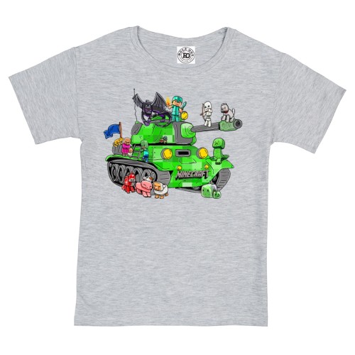 DZIECIĘCA KOSZULKA GRA MINECRAFT CZOŁG SZARA MIN11