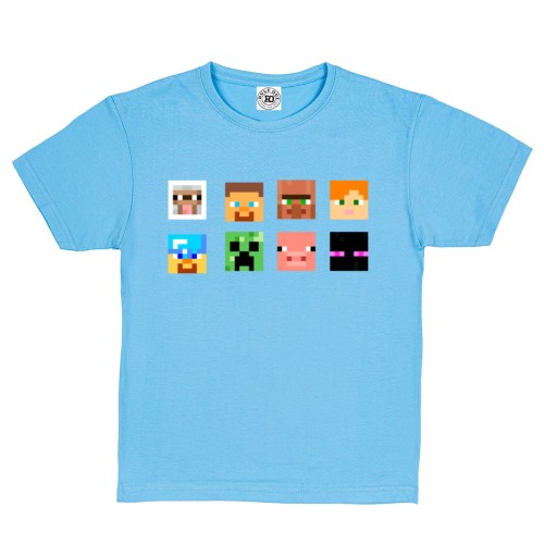 DZIECIĘCA KOSZULKA GRA MINECRAFT BUŹKI BŁĘKITNA MIN12 1