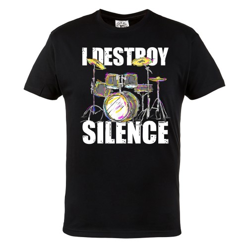 MĘSKA KOSZULKA MUZYCZNA MUZYKA ROCK PERKUSJA I DESTROY SILENCE 