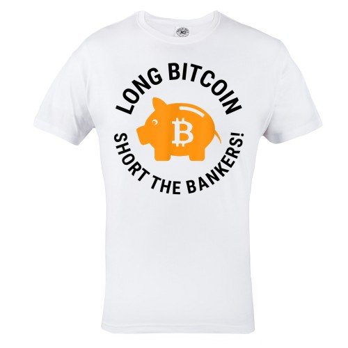 MĘSKA KOSZULKA BITCOIN KRYPTOWALUTY BTC CRYPTO LONG BITCOIN SHORT THE BANKERS 