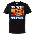  KOSZULKA MĘSKA Z PSEM JAMNIK PEW PEW MADAFAKAS PISTOLETY