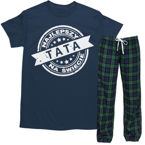 Granatowa piżama męska dla taty „Najlepszy Tata na świecie” – komplet do spania prezent dla ojca 1