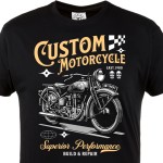 Koszulka męska Custom Motorcycle – czarny t-shirt motocyklowy vintage, prezent dla motocyklisty