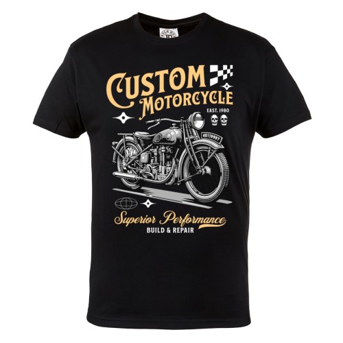 Koszulka męska Custom Motorcycle – czarny t-shirt motocyklowy vintage, prezent dla motocyklisty 2