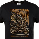 Koszulka męska Dark Rider Dragon – czarny t-shirt motocyklowy fantasy, smok na motorze, prezent