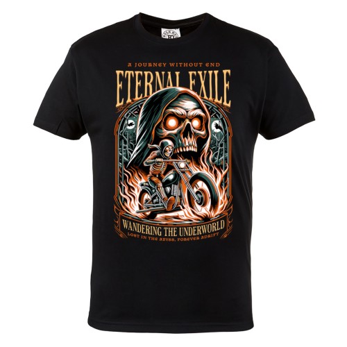 Koszulka męska Eternal Exile – czarny t-shirt motocyklowy skull, grim reaper, prezent dla motocyklisty 2