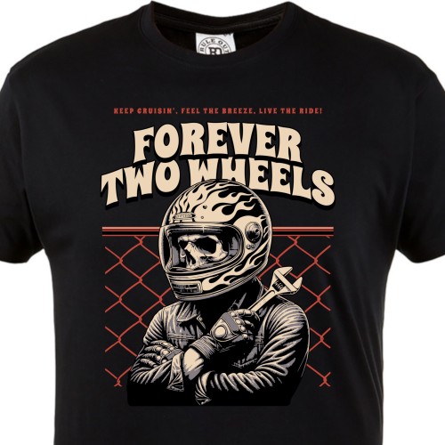Koszulka męska Forever Two Wheels – czarny t-shirt motocyklowy, biker styl, prezent dla motocyklisty