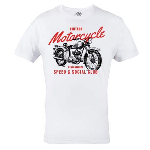 Koszulka męska Vintage Motorcycle – biały t-shirt motocykl retro, Speed & Social Club, prezent 2