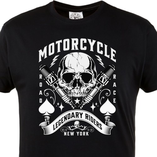Koszulka męska Motorcycle Road Race – czarny t-shirt motocyklowy skull, Legendary Riders