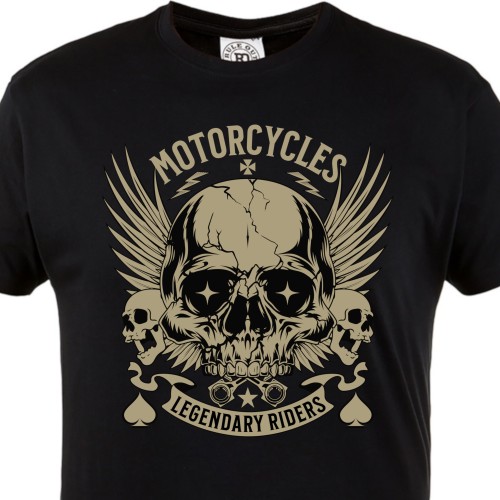 Koszulka męska Motorcycles Legendary Riders – czarny t-shirt motocyklowy skull, biker styl